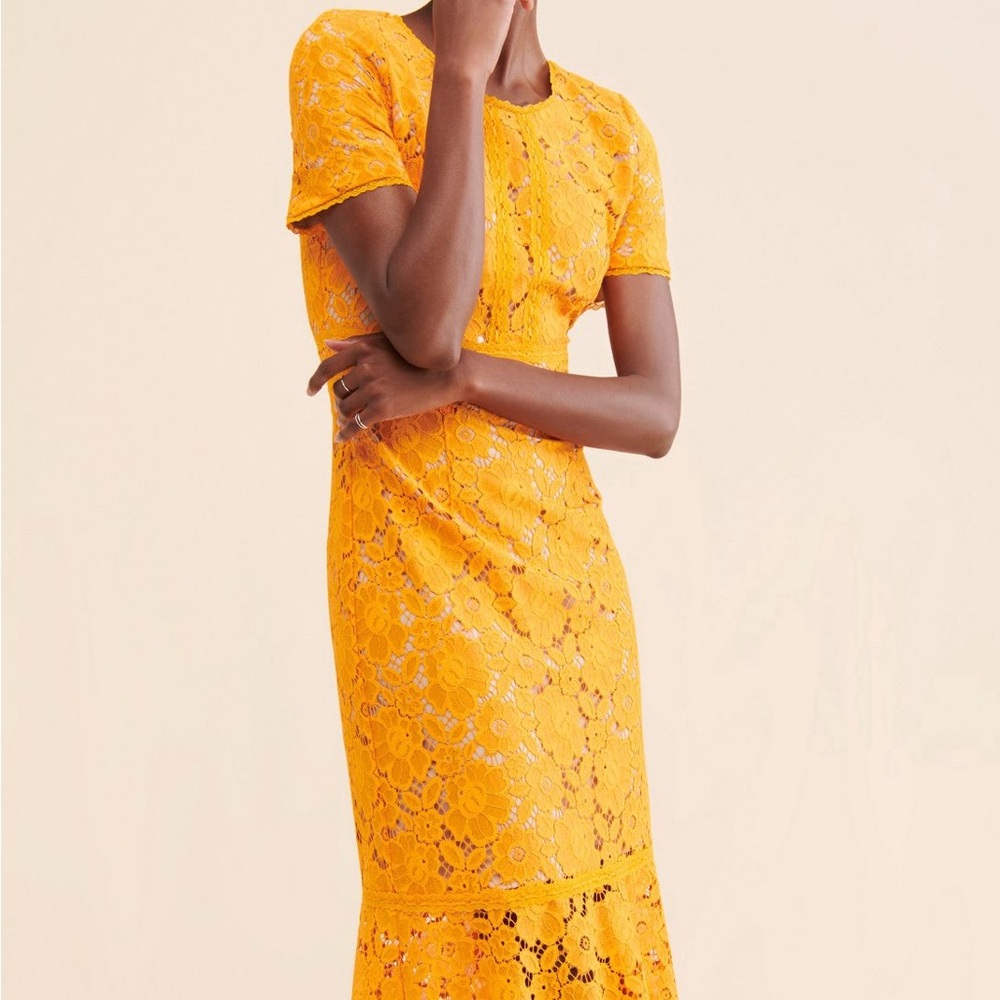 👗 🌟 Anthropologie Rachel Parcell Orange Lace Midi Dress S like XS 0 2 Wedding - Picture 4 of 13